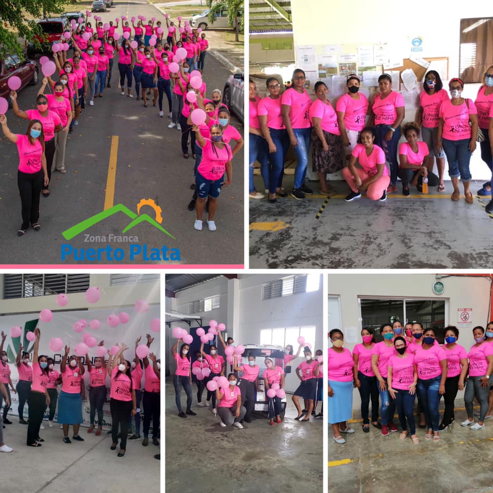 Zona Franca Industrial de Puerto Plata regala camisetas rosadas a empleadas, en apoyo a la prevención del cáncer de mama
